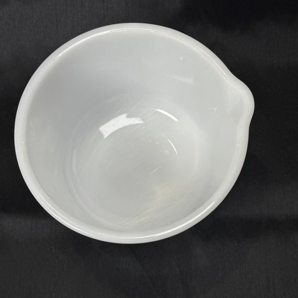 Vintage Glasbake Sunbeam Mixing Bowl White Milk Glass w Pour Spout Made in USA